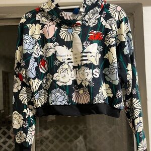 Adidas Floral Cropped Hoodie